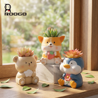 Pot Tanaman Sukulen Resin Bentuk Babi Domba Bebek Lucu 3in, Pot Bunga Hewan Buatan Tangan Dengan Lubang Drainase untuk Pusat Perbelanjaan & Penggunaan di Rumah