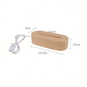 Factory Price RGB <b>USB</b> Oval Wooden <b>Light</b> Beech Popular Customized Table Night <b>Light</b> Base for Acrylic 3D Night LED <b>Light</b> - Product Image 2