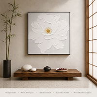 Peinture murale florale 3D sur toile, pivoine blanche en pleine floraison, sur mesure, pour chambre à coucher, coiffeuse, décoration de mariage