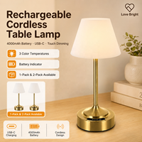 Lampe de table sans fil flexible rechargeable DC 4000 mAh USB-C à intensité tactile avec indicateur de batterie réglable