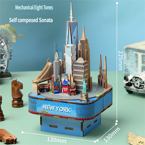 Caja de Música Miniatura de Madera Hecha a Mano con Manivela, Divertida y Moderna, Ecológica, Juguete para Adultos Entusiastas de la Arquitectura - Product Image 2
