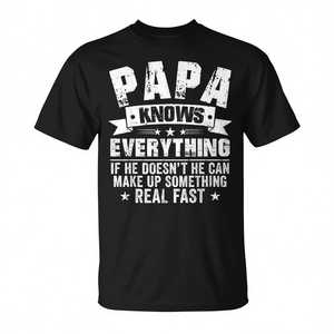 Papa sait tout T-shirt vintage pour homme en coton noir unisexe col rond à manches courtes cadeau pour la fête des pères taille S à 3Xl - Product Image 2