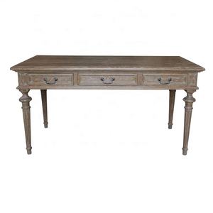 Muebles de roble Natural de estilo neoclásico francés para el hogar, oficina, trabajo, estudio, madera, escritorio de escritura, Hl143, 3 cajones - Product Image 1