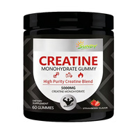 Gomitas de Creatina Monohidrato OEM/ODM 8000 mg Veganas Sin Azúcar Sabor Frambuesa y Fresa Masticables 120 Gomitas Suplemento Herbal