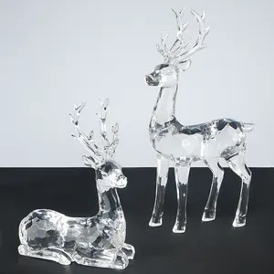 Nordic Style Acrylic Reindeer And Elk Statue Christmas Decorative Home Office Ornaments For Party Festival Gifts Decor