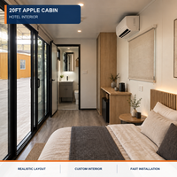 Maison préfabriquée de luxe pour les fêtes de Noël, type cabane en forme de pomme, avec cuisine intelligente, salle de bain et design modulaire flexible