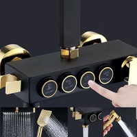 Système de douche thermostatique de luxe noir et or carré 2026, robinet de douche chaud et froid pour salle de bain, ensemble de douche très vendu