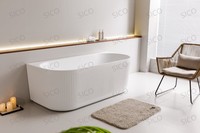 Baignoire autoportante moderne blanche en acrylique de 1,8 m avec drain et robinet de massage intégrés pour salles de bain d'appartements ou d'hôtels