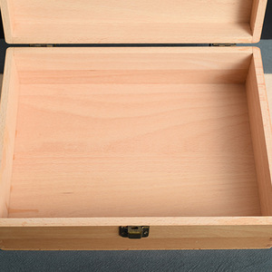 Boîte de rangement en bois massif couleur naturelle avec fermoir métallique, organisateur de bijoux, organisateur de bureau, boîte d'emballage cadeau, plusieurs capacités - Product Image 2