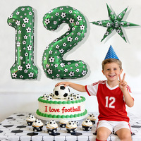 Ballons en aluminium Mylar numérotés de 40 pouces, imprimés avec des motifs de football verts, de 0 à 9, pour décorations de fête d'anniversaire sur le thème du sport