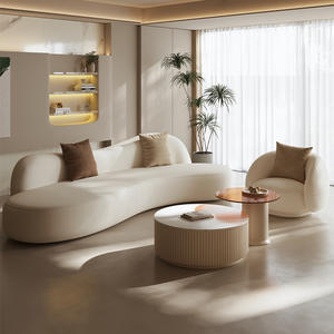 Sofá de Tela en Forma de S, Sensación de Terciopelo, Curvo, Moderno, Muebles para Sala de Estar - Product Image 1
