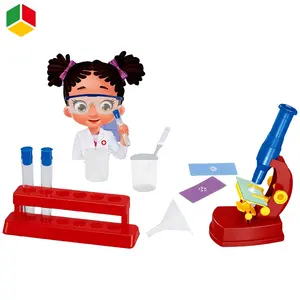 QS Personal isierte STEM Science Education Vorschul spielzeug Rollenspiel Kinder Mikroskop Wissenschaft Experiment Kit Spielzeug mit Krankens ch wester Uniform