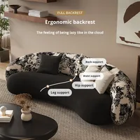 Canapé sectionnel de style rétro en suède imprimé avec rembourrage en éponge pour petit salon, salon de beauté, magasin de vêtements, canapé de réception