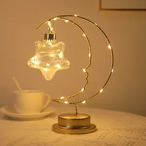 Creative Iron Art Shining Star Night Lamp Battery Powered Warm White LED Table Lamp Christmas Decoration Atmosphere Lighting