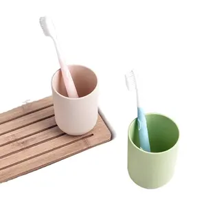 Çevre dostu bambu elyaf diş fırçalama fincan seti hafif ve taşıması kolay seyahat diş fırçası bardak