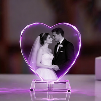 Cadre photo en verre cristal gravé au laser 2D GLINN, base LED personnalisée pour cadeau, 10/12/15CM, tendance mode, vente en gros à prix abordable