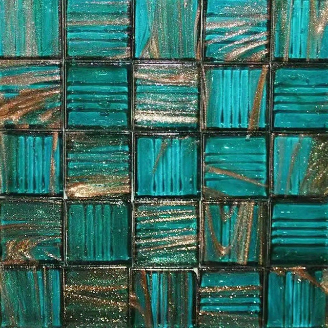Bathroom Hot Melt Ceramic Mosaic Tiles 20*20mm Dark Green Modern Graphic Design ACCENTS Borders Decorative Wall Tiles