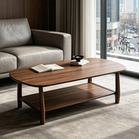 Table basse moderne en bois massif durable avec étagère de rangement inférieure pour livres et ordinateurs portables, meubles de salon