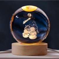 60mm 3D Cristal Lumières Lampe Glowing Planetary Galaxy Veilleuse avec Gravé Décor De Noël Décor À La Maison Cadeau Sculpté À La Main