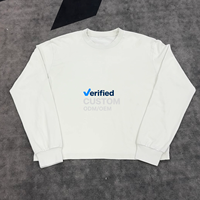 Sweat-shirt surdimensionné à col rond personnalisé avec étiquette privée, style streetwear, coupe ample et courte, couleur ivoire