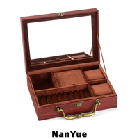 Boîte à bijoux en cuir PU imitation grain de bois grande capacité avec miroir pour montres, bracelets, colliers, bagues, boucles d'oreilles