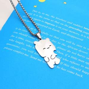 Stainless Steel Couple Necklaces for Lover <b>Cute</b> <b>Bear</b> Puzzle Pendant Couple Necklace for Women Men Jewelry Friends Best Gifts - Product Image 4
