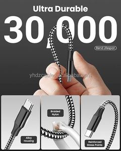 <b>USB</b> <b>C</b> to <b>USB</b> <b>C</b> Cable 1M 2M 3M 60W Type <b>C</b> Nylon Braided Charger Cord Fast Charging for iPhone 17 16 15 iPad MacBook CarPlay - Product Image 6
