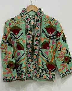 Veste courte en coton tissé respirant brodée à la main style bohème Suzani, imprimé animal, TNT, pour l'hiver, cadeau pour elle - Product Image 1