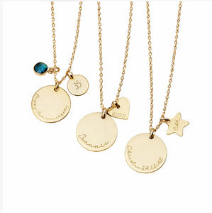 Collier personnalisé en acier inoxydable avec pendentif disque gravé, pierre <span class=keywords><strong>de</strong></span> naissance, étoile, cœur – Cadeau personnalisé pour anniversaire et fête des Mères - Product Image 4
