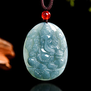 จี้หยกธรรมชาติสีน้ำเงินรูปช้าง  พร้อมใบรับรองการประเมินคุณภาพ  DW06 - Product Image 1