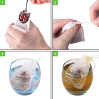 Sachets de thé biodégradables en stock avec cordons de serrage Sachets de thé vides thermoscellés avec impression par gravure de filtre non tissé écologique