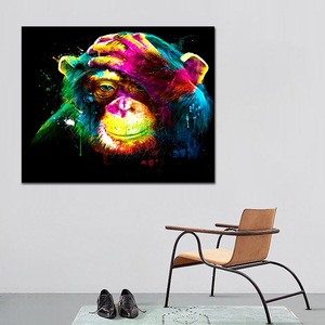 Adultes 40x50 avec cadre coloré <span class=keywords><strong>singe</strong></span> animal peintures acryliques toile pinceaux monobloc adulte <span class=keywords><strong>peinture</strong></span> par numéro livraison directe - Product Image 2