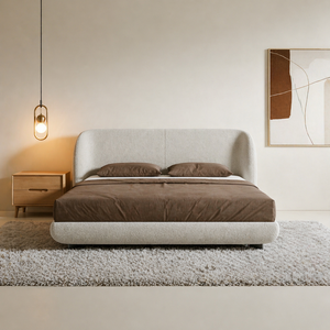 Luxury Upholstered <b>Bed</b> Soft Fabric Platform <b>Frame</b> Minimalist Modern Bedroom Furniture King <b>Size</b> - Product Image 2