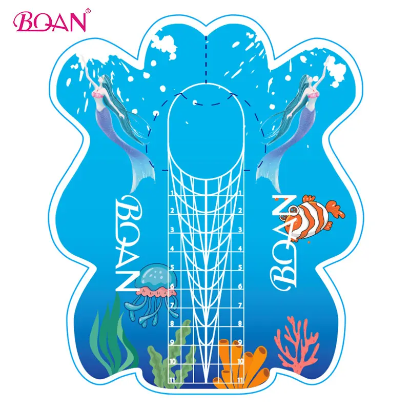 BQAN 2021 New Arrival Mermaid Ocean Theme Sea Animal Private Label Gradient Blue Aluminium Paper Extension Nail form
