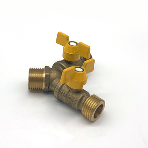 Válvula de gas de <span class=keywords><strong>bola</strong></span> tipo Y de latón Operado manualmente Manijas de mariposa dobles personalizables OEM de alta calificación Conexiones de rosca macho - Product Image 5