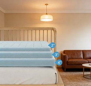 Surmatelas personnalisé en <span class=keywords><strong>mousse</strong></span> à mémoire de forme double de 2 pouces, infusé de gel rafraîchissant, soulageant la pression, bleu, pour lit ou dortoir - Product Image 3