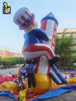 Buena venta en EE. UU. 20 pies globo patriótico cohete inflable tío Sam, cohete de bandera americana inflable para evento