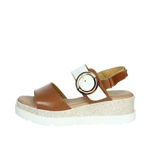 Sandalo Donna Serena con Zeppa Bianco Oro 255685DP Stile Estivo con Plateau - Product Image 1