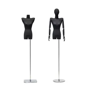 Kledingwinkel Mannequin Rekwisieten Vrouwelijke Buste Zwart Schouderophalend Grote Platte Schouder Menselijk Display Rek Full Body Female Mode