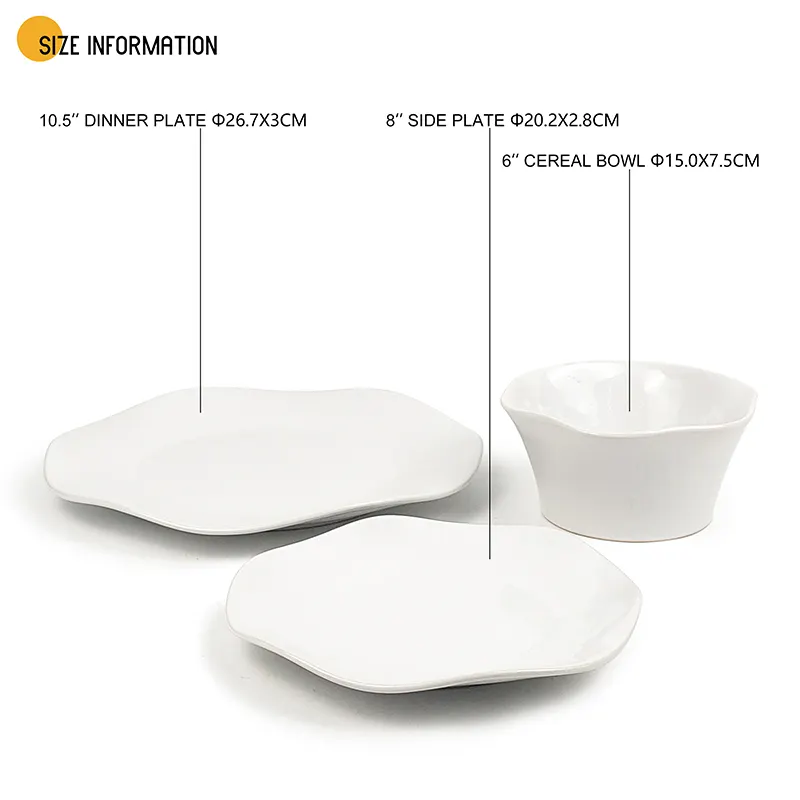 Preiswerter Keramik-Geschirr-Set Luxus-Geschirrplatte solide unregelmäßige 12-teilige Blumen-Design-Geschirr-Sets