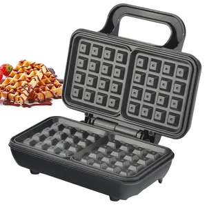 Indicator Light Anti Overflow Groove Easily Clean Compact Design Nonstick 2 Slice Square Waffle Maker