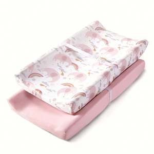 Cubierta de Cambiador Ultra Suave y Elástica con Lindo Estampado de Animales, Sábanas para Cambiador de Pañales para Niñas - Product Image 1