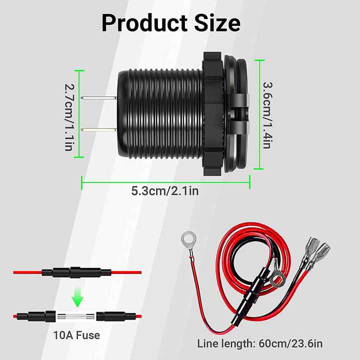 Caricabatteria Camper USB-C Presa USB 12V Per Auto E Camper - 3 Porte Con PD 36W E QC3.0, Luce Soft E Interruttore Pannello Ricarica Veicoli - Foto 5
