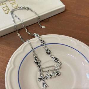 <span class=keywords><strong>Collana</strong></span> con ciondolo a croce in <span class=keywords><strong>argento</strong></span> <span class=keywords><strong>antico</strong></span>, Trendy con diamanti e gioielli Punk Punk da uomo e da donna - Product Image 6