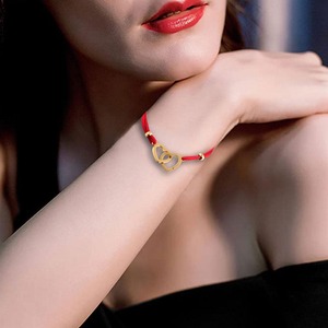 Bracciale in corda intrecciata amore a doppio strato da <span class=keywords><strong>cuore</strong></span> a <span class=keywords><strong>cuore</strong></span> - Product Image 4