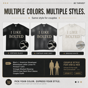 T-shirt noir surdimensionné pour homme AnHeng avec imprimé « I Like Bolted », style streetwear, manches courtes, jersey de coton, col rond - Product Image 5