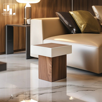 Salon de style italien, table d'appoint carrée en bois couleur noyer, chambre d'hôtel, meubles de table d'angle en bois de luxe