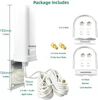 Antenne WiFi omnidirectionnelle Boobrie 2x2 MIMO 4G LTE 5G à gain élevé 10dBi 600-6000MHz / Câble RG58 de 164 pieds