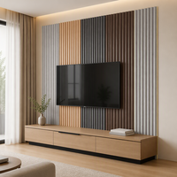 Panneau mural semi-circulaire cannelé en fibre de bambou, étanche, grille décorative pour fond de télévision, décoration intérieure de villa