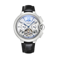 Montre mécanique de luxe pour homme de la marque Time Token, avec tourbillon, cadran ajouré, aiguilles automatiques, bracelet en cuir, résistance à l'eau 3ATM